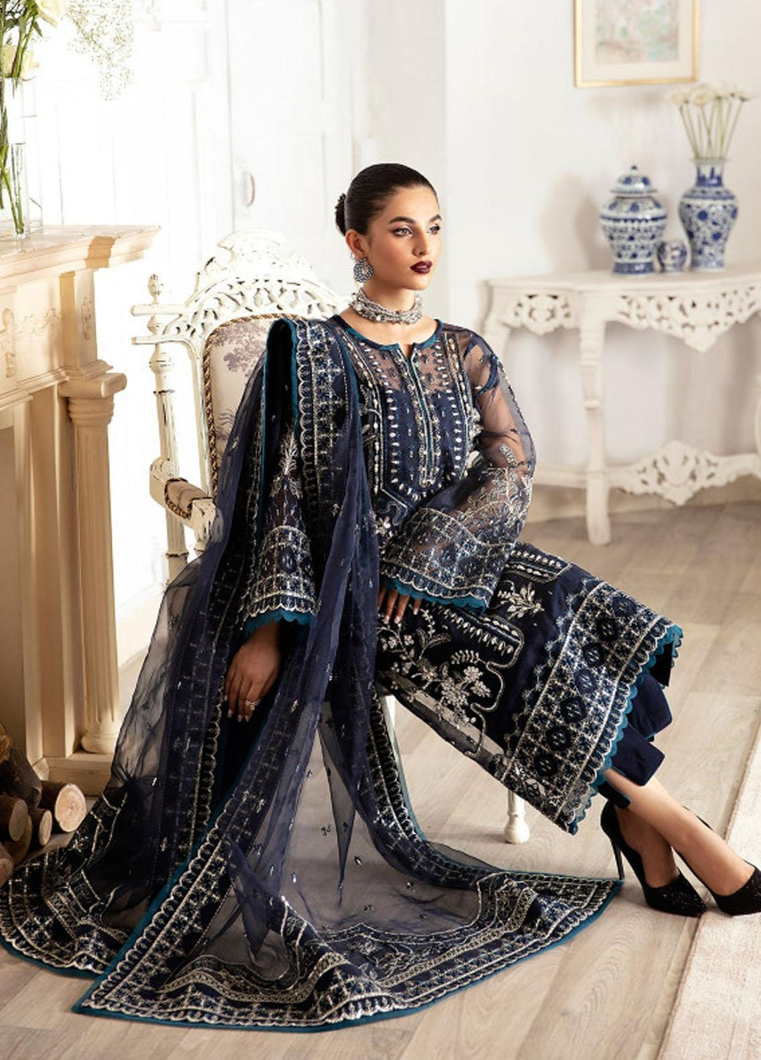 Gulaal Embroidered Organza Suits Unstitched 4 Piece GL23UL-V2 GL-LP-V2-15 Sabela - Luxury Collection