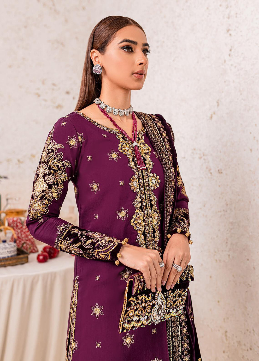 Gulaal Embroidered Velvet Suits Unstitched 3 Piece GL22V 06 VEENA - Luxury Collection