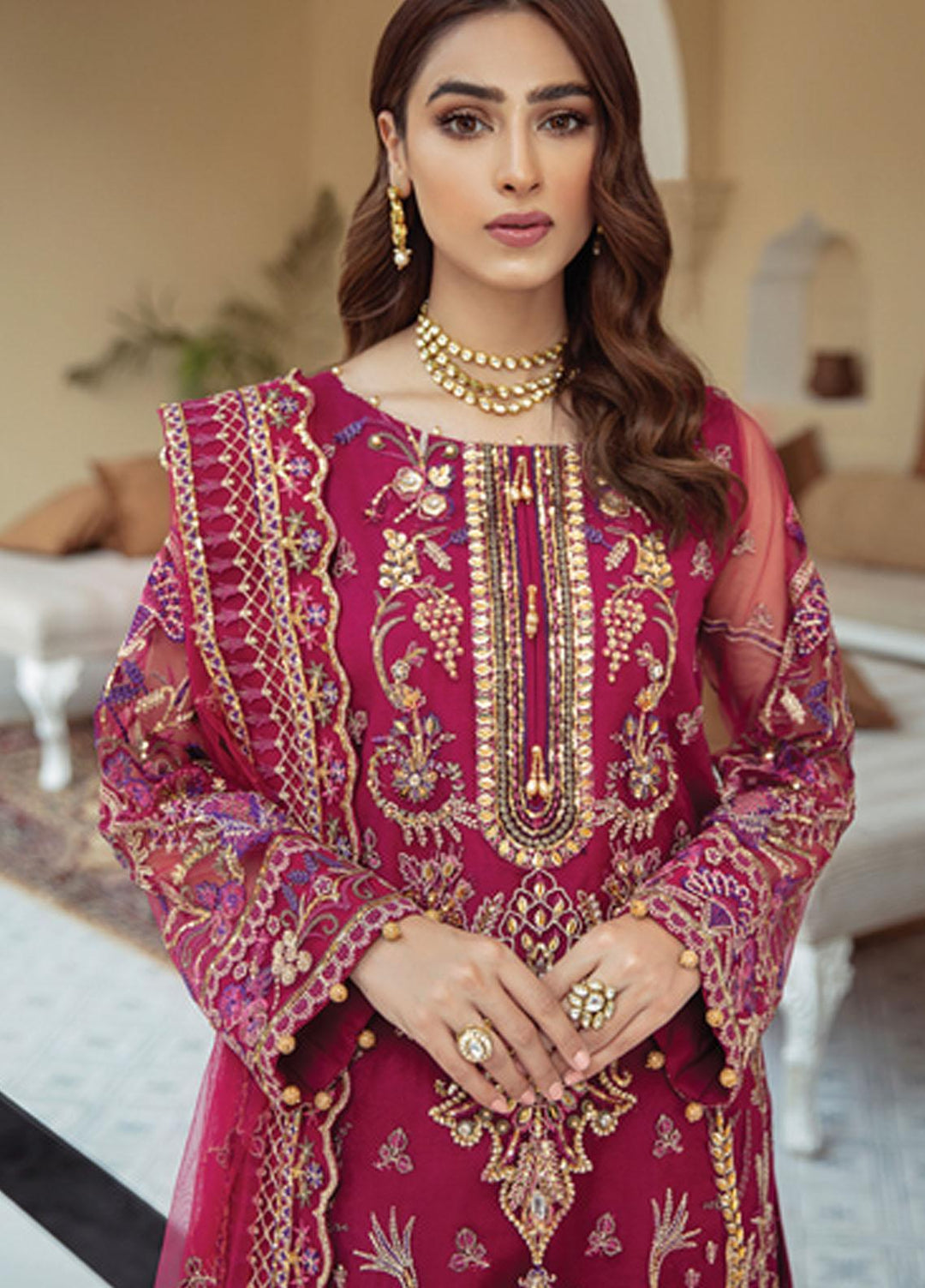 Gulaal Embroidered Net Suits Unstitched 3 Piece GL21LF D-03 PAREESA - Luxury Formals Collection