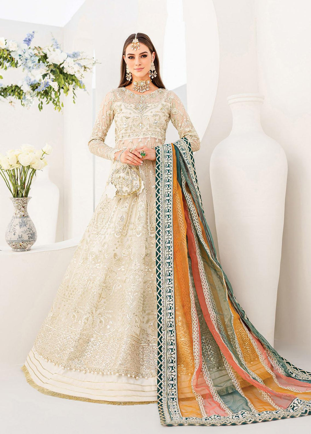 Gulaal Embroidered Organza Suits Unstitched 3 Piece GL22WD 02 Kiyarah - Wedding Collection
