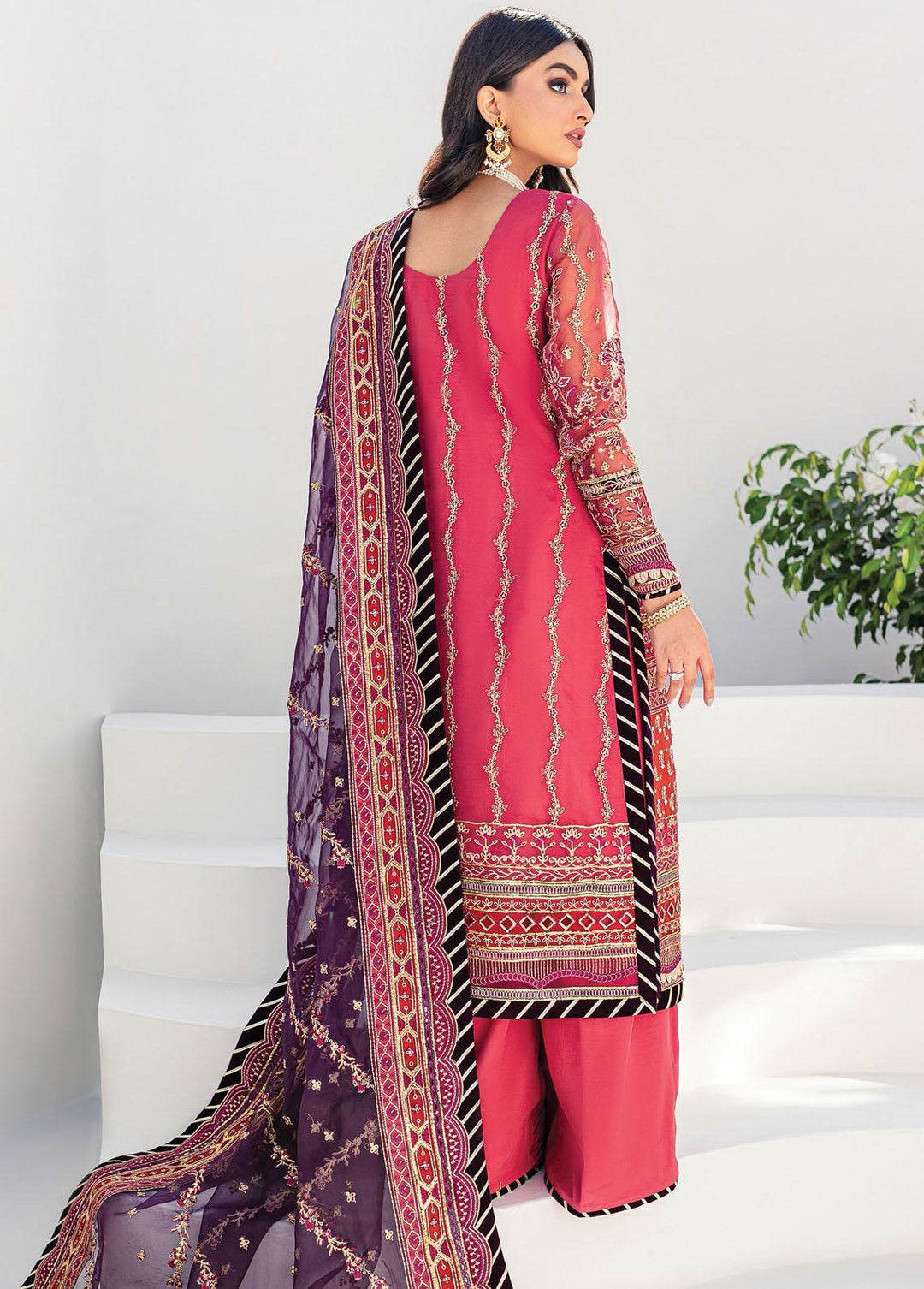 Gulaal Embroidered Organza Suits Unstitched 3 Piece GL22WD 08 Rangoli - Wedding Collection