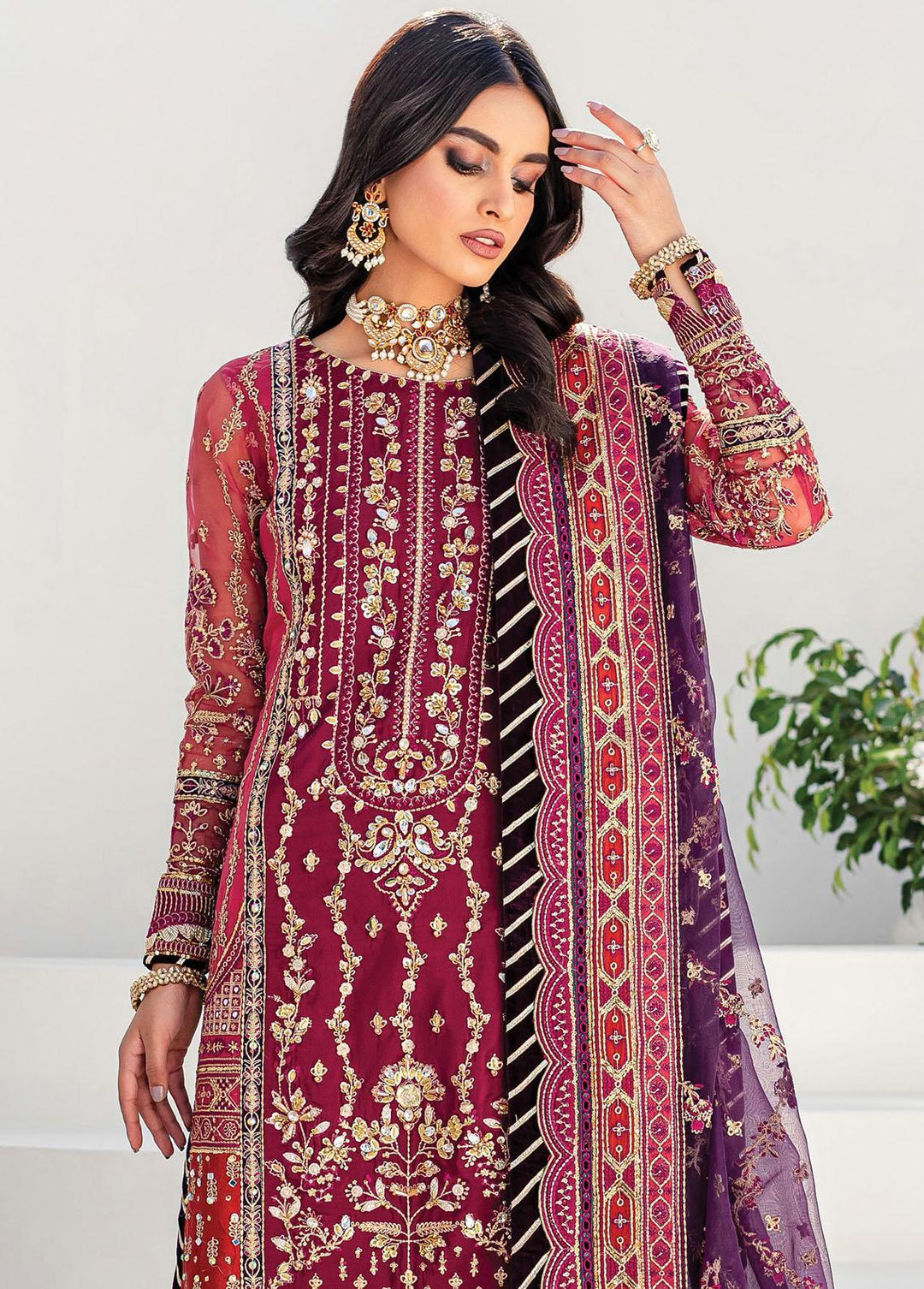 Gulaal Embroidered Organza Suits Unstitched 3 Piece GL22WD 08 Rangoli - Wedding Collection