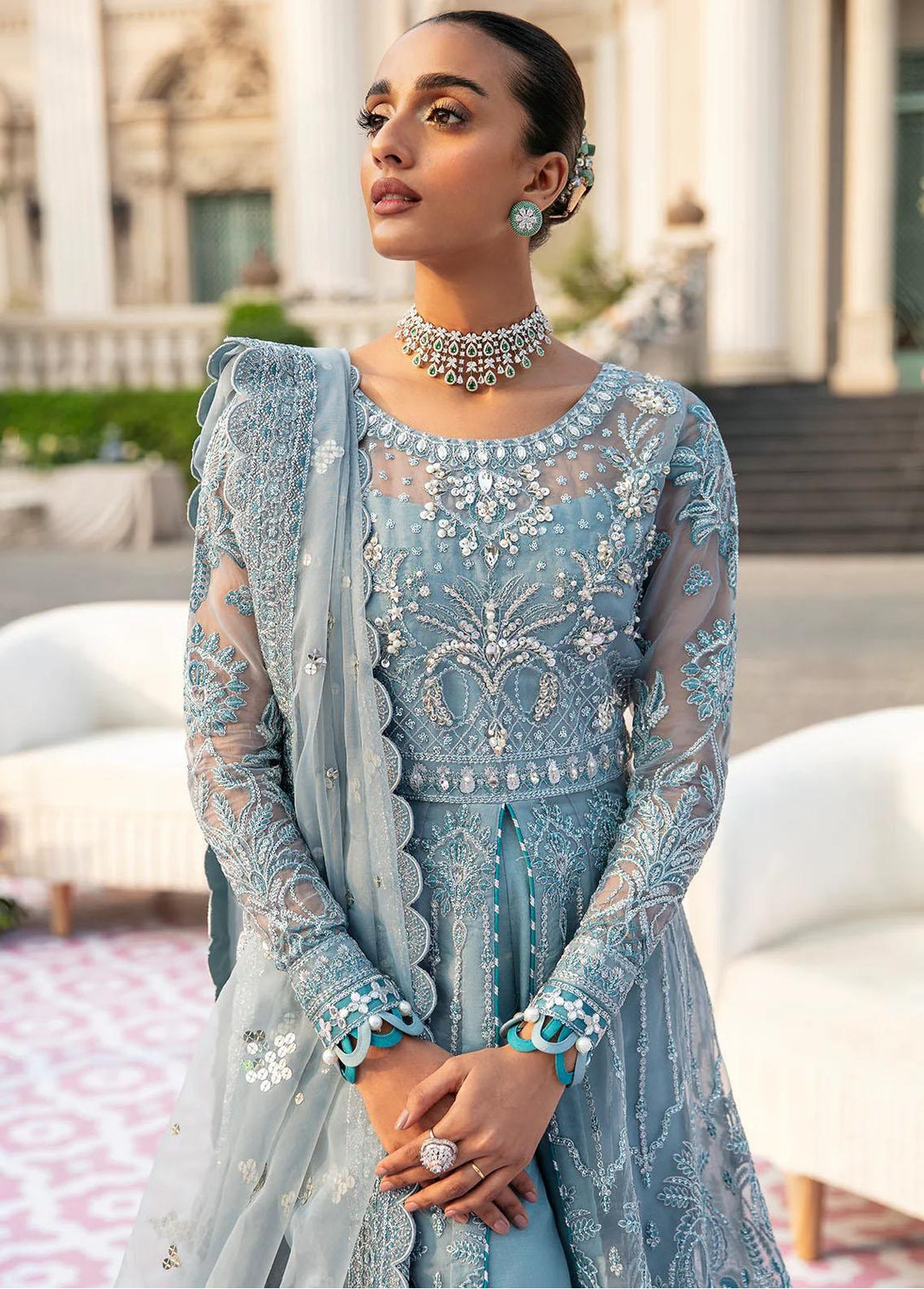 Gulaal Embroidered Organza Suits Unstitched 4 Piece GL23WD GL-WU-23V1-03 ALEEN - Wedding Collection