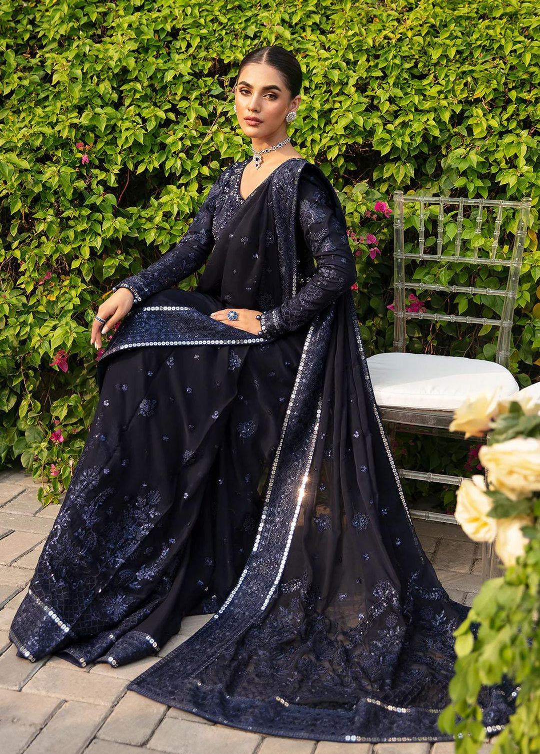 Gulaal Embroidered Viscose  Unstitched Saree GL23WD GL-WU-23V1-07 LEENA - Wedding Collection