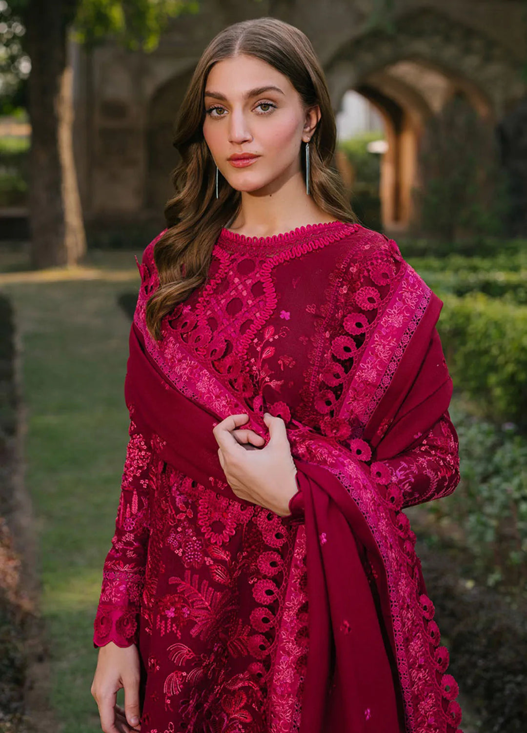 Gulabi Baagh by Bin Ilyas Embroidered Karandi Suit Unstitched 3 Piece BI24GB 151-A - Winter Collection