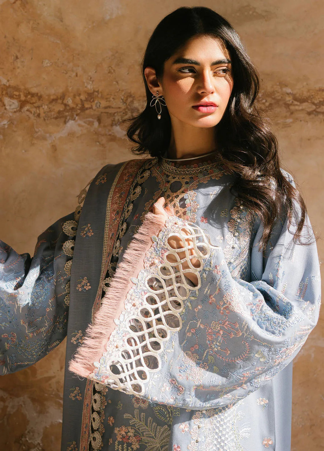 Gulabi Baagh by Bin Ilyas Embroidered Karandi Suit Unstitched 3 Piece BI24GB 151-B - Winter Collection