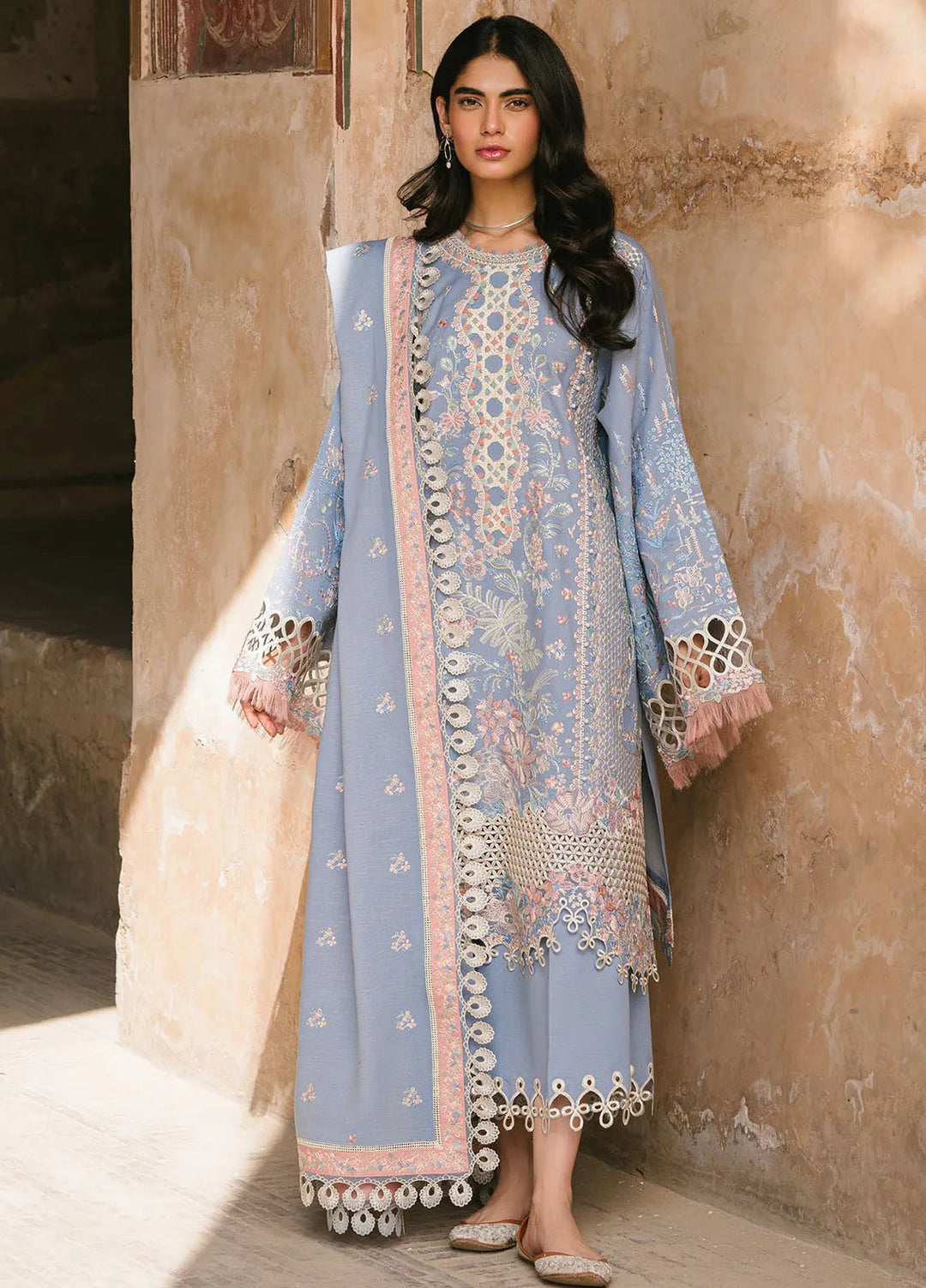 Gulabi Baagh by Bin Ilyas Embroidered Karandi Suit Unstitched 3 Piece BI24GB 151-B - Winter Collection