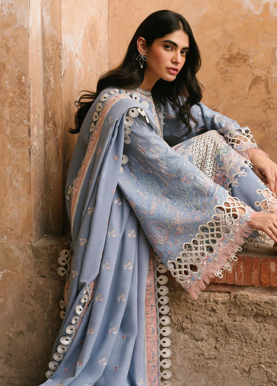 Gulabi Baagh by Bin Ilyas Embroidered Karandi Suit Unstitched 3 Piece BI24GB 151-B - Winter Collection