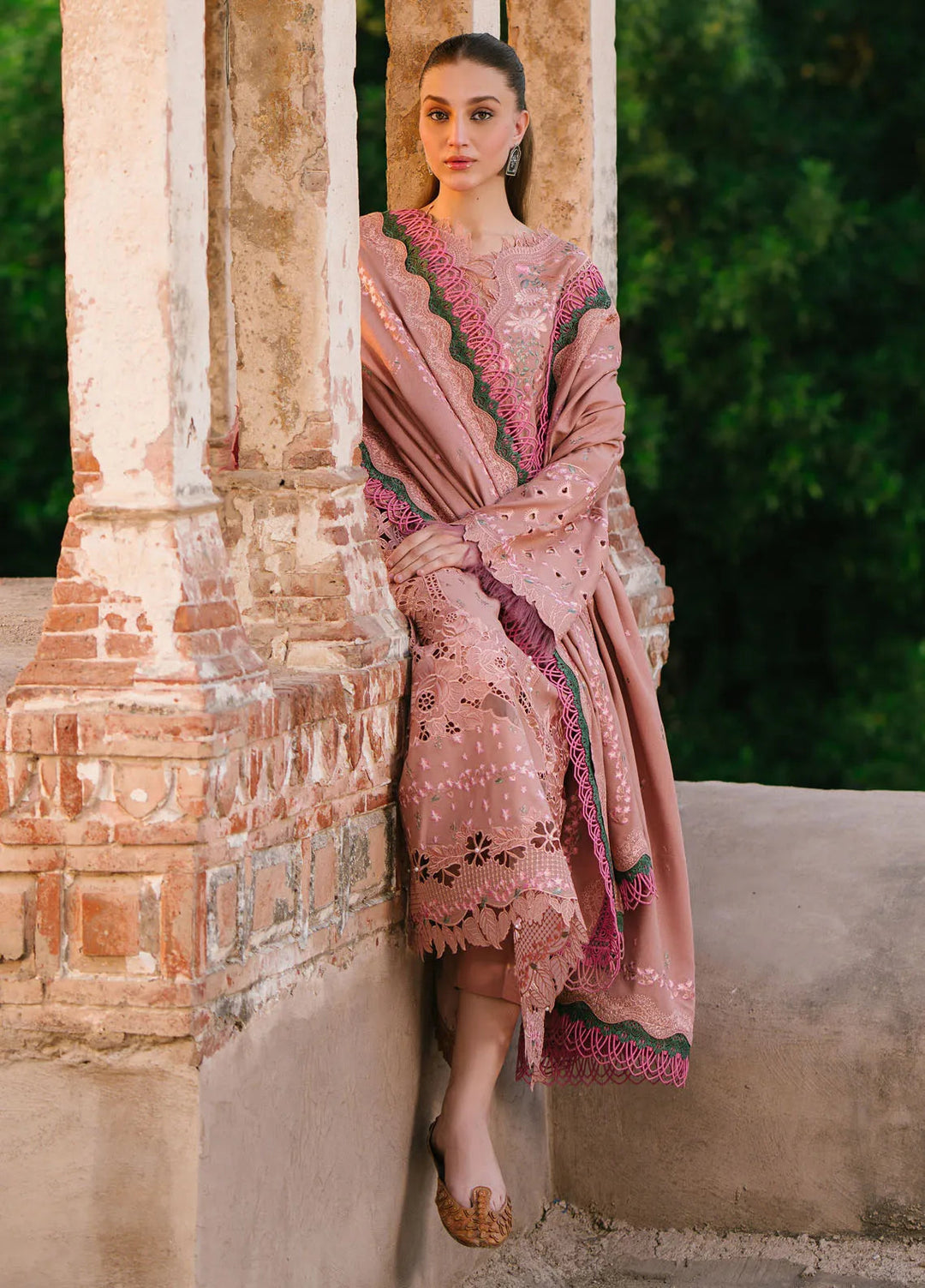 Gulabi Baagh by Bin Ilyas Embroidered Karandi Suit Unstitched 3 Piece BI24GB 152-A - Winter Collection