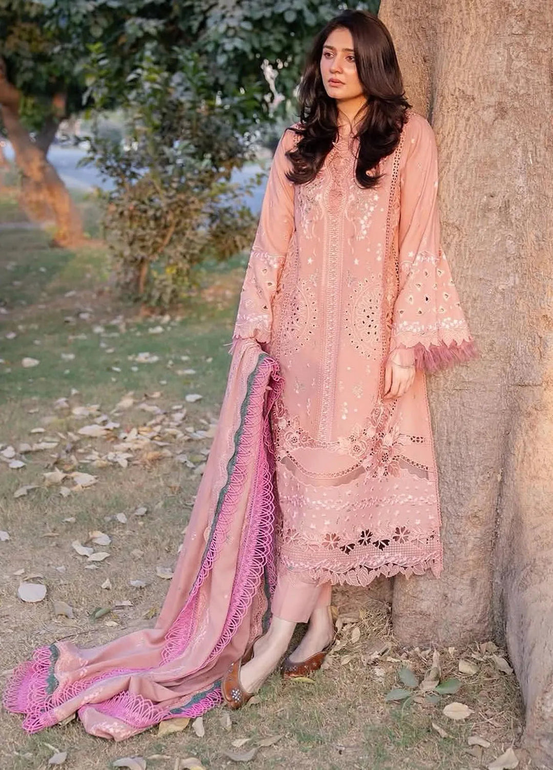 Gulabi Baagh by Bin Ilyas Embroidered Karandi Suit Unstitched 3 Piece BI24GB 152-A - Winter Collection