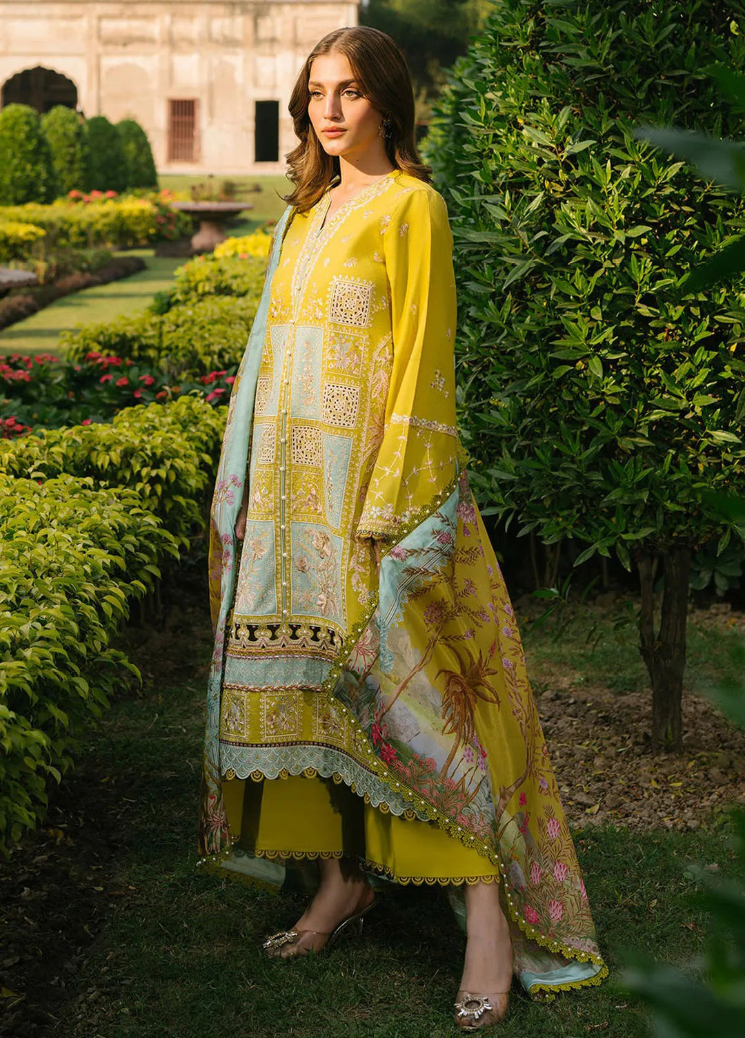 Gulabi Baagh by Bin Ilyas Embroidered Karandi Suit Unstitched 3 Piece BI24GB 153-A - Winter Collection
