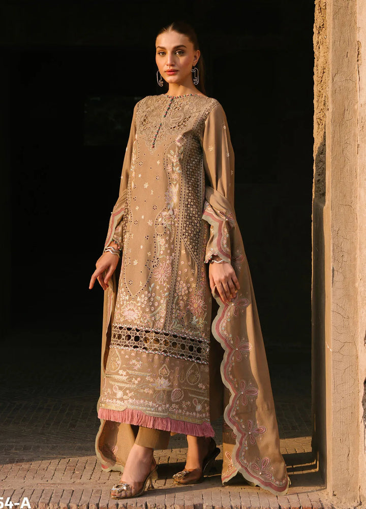 Gulabi Baagh by Bin Ilyas Embroidered Karandi Suit Unstitched 3 Piece BI24GB 154-A - Winter Collection