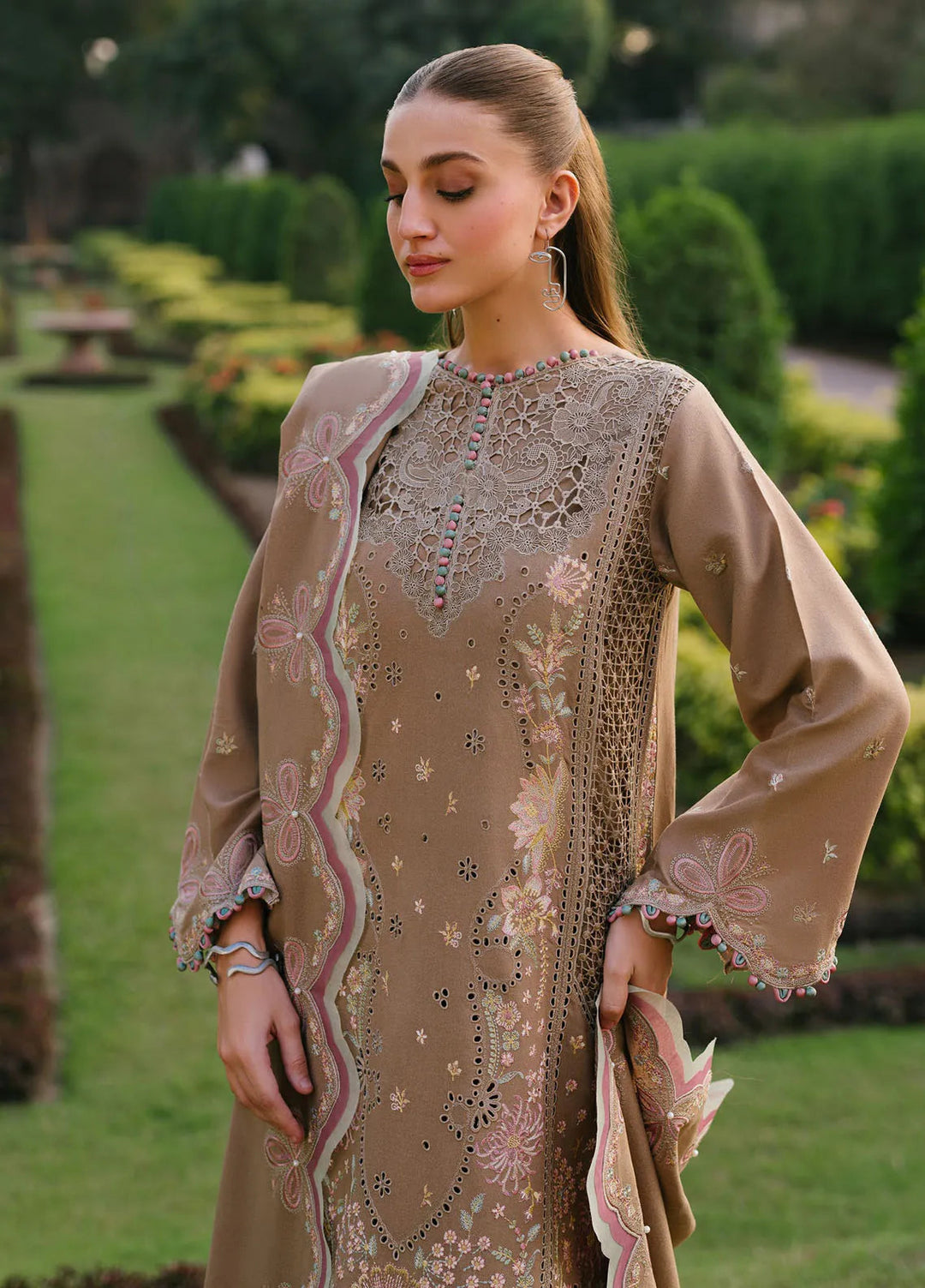 Gulabi Baagh by Bin Ilyas Embroidered Karandi Suit Unstitched 3 Piece BI24GB 154-A - Winter Collection