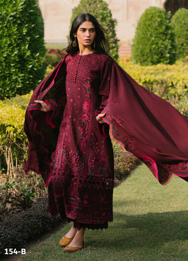 Gulabi Baagh by Bin Ilyas Embroidered Karandi Suit Unstitched 3 Piece BI24GB 154-B - Winter Collection