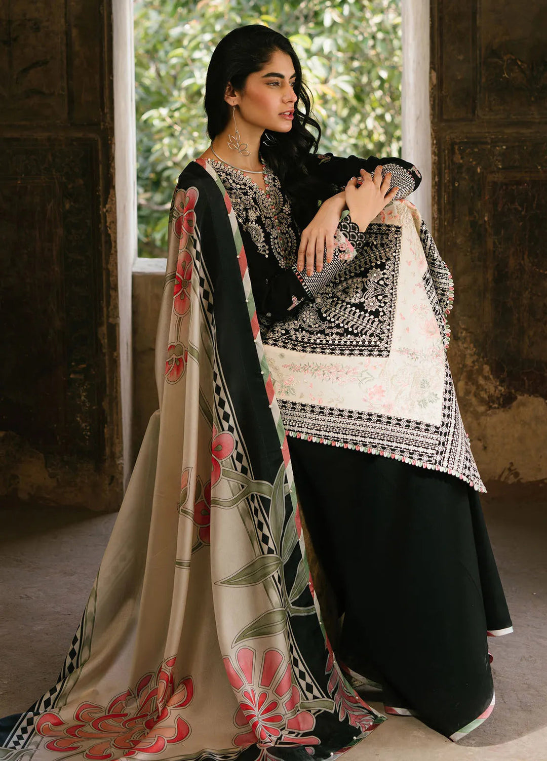 Gulabi Baagh by Bin Ilyas Embroidered Karandi Suit Unstitched 3 Piece BI24GB 156-B - Winter Collection