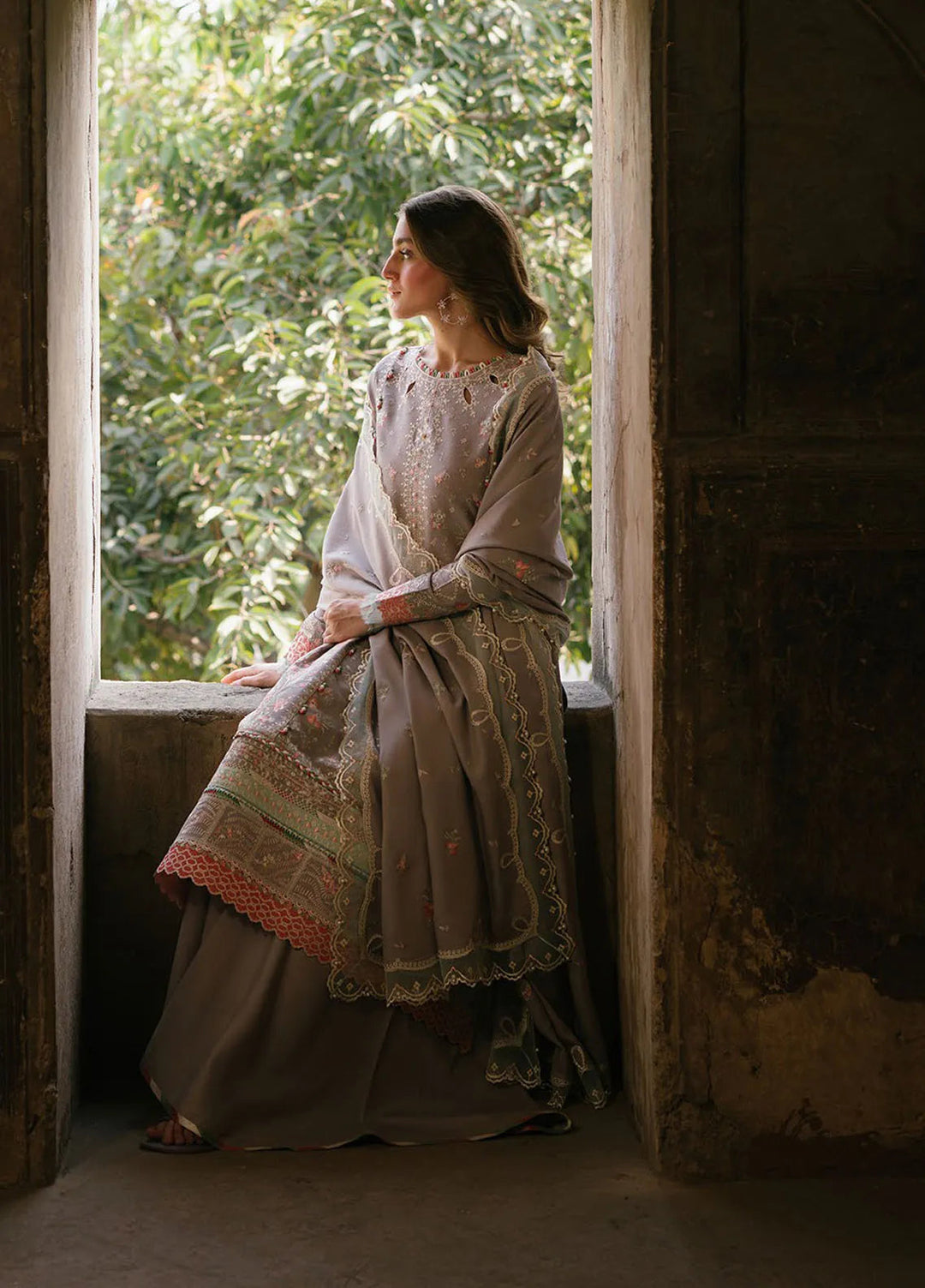 Gulabi Baagh by Bin Ilyas Embroidered Karandi Suit Unstitched 3 Piece BI24GB 157-B - Winter Collection