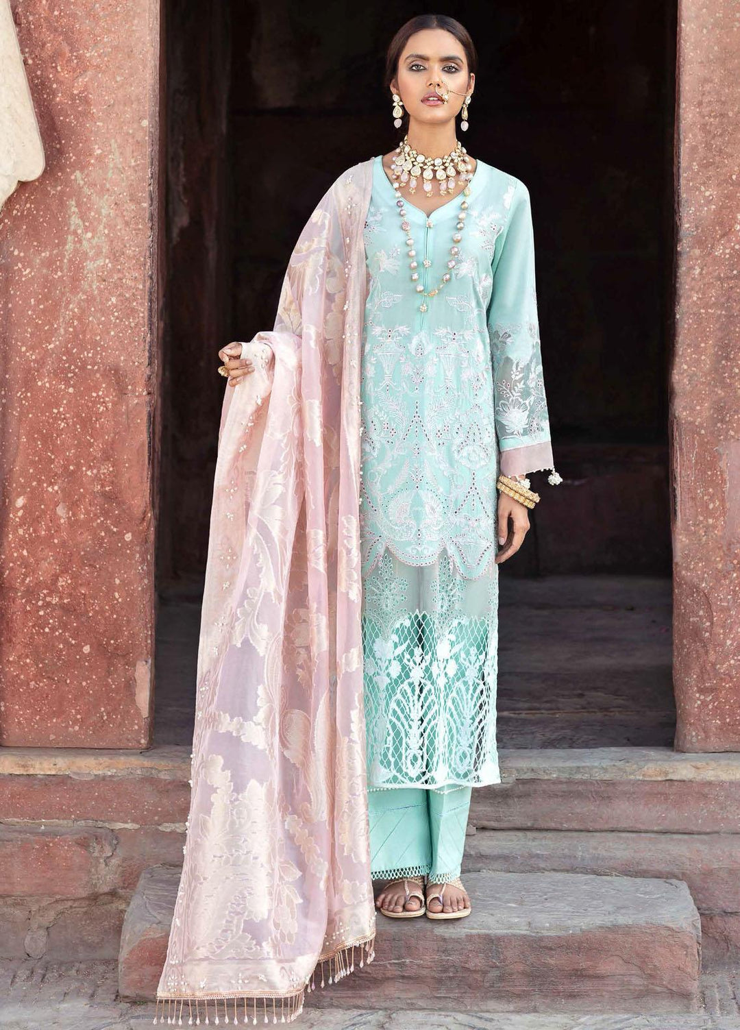 Gulabi Shaam By Nureh Embroidered Lawn Suits Unstitched 3 Piece NU21GS 15 - Eid Collection