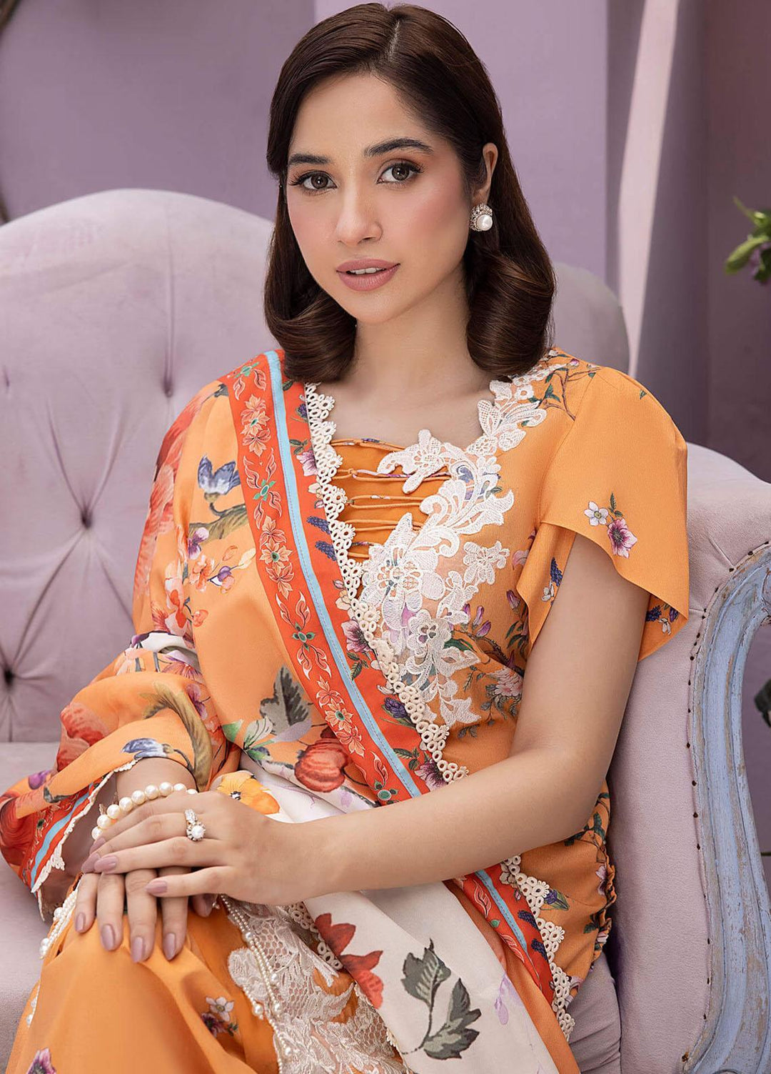 Gulbagh By Asifa & Nabeel Embroidered Linen Suits Unstitched 3 Piece AN23GB GBW-08 Zaroon - Winter Collection