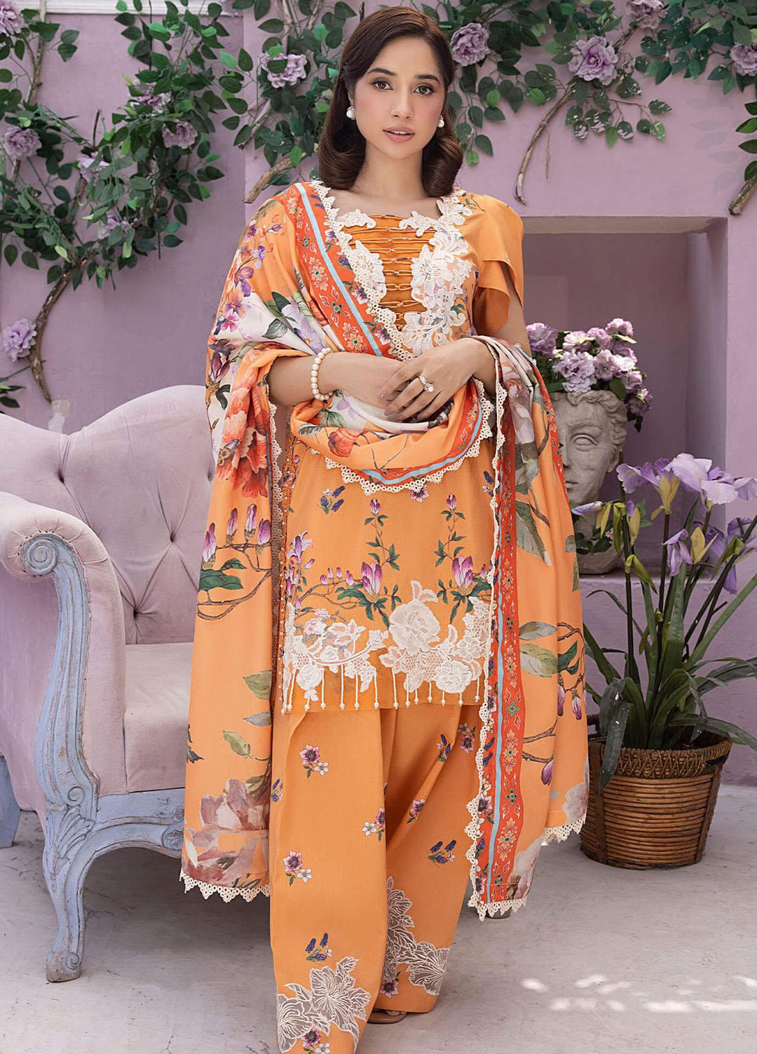 Gulbagh By Asifa & Nabeel Embroidered Linen Suits Unstitched 3 Piece AN23GB GBW-08 Zaroon - Winter Collection
