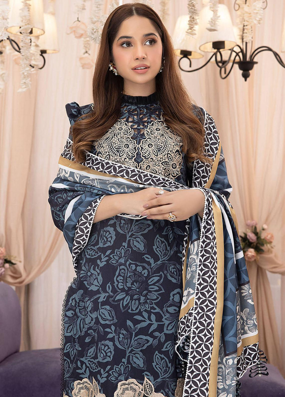 Gulbagh By Asifa & Nabeel Embroidered Linen Suits Unstitched 3 Piece AN23GB GBW-11 Raeesa - Winter Collection