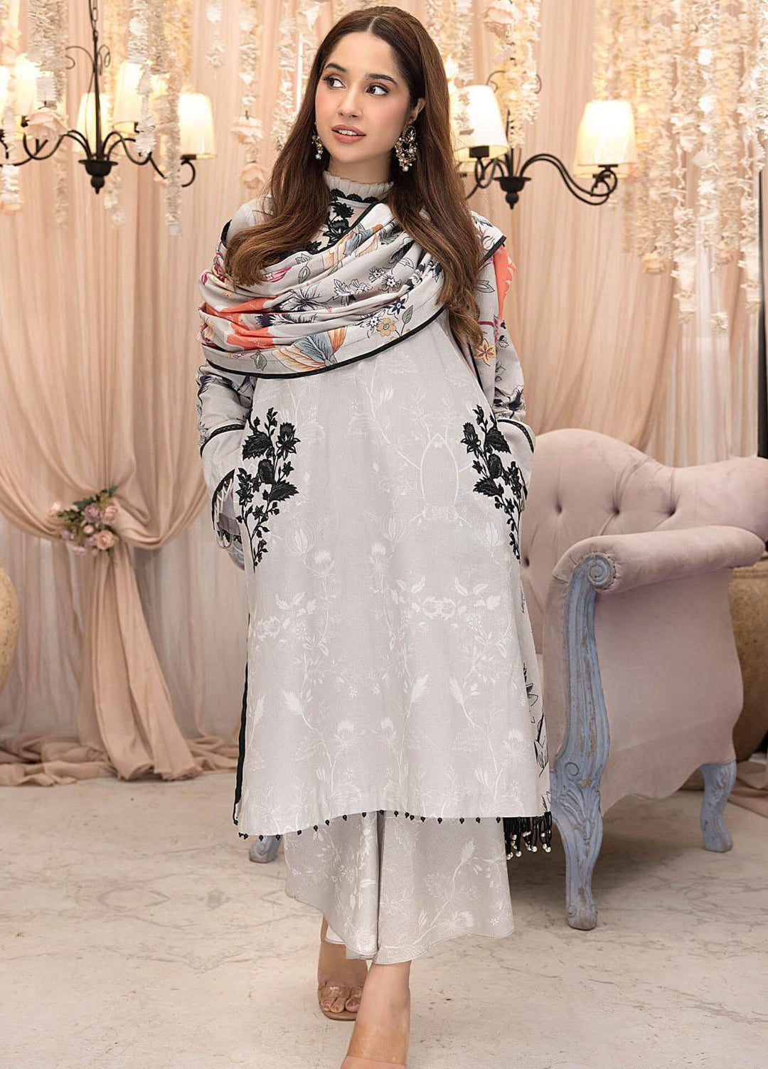 Gulbagh By Asifa & Nabeel Embroidered Khaddar Suits Unstitched 3 Piece AN23GB GBW-12 Aangan - Winter Collection