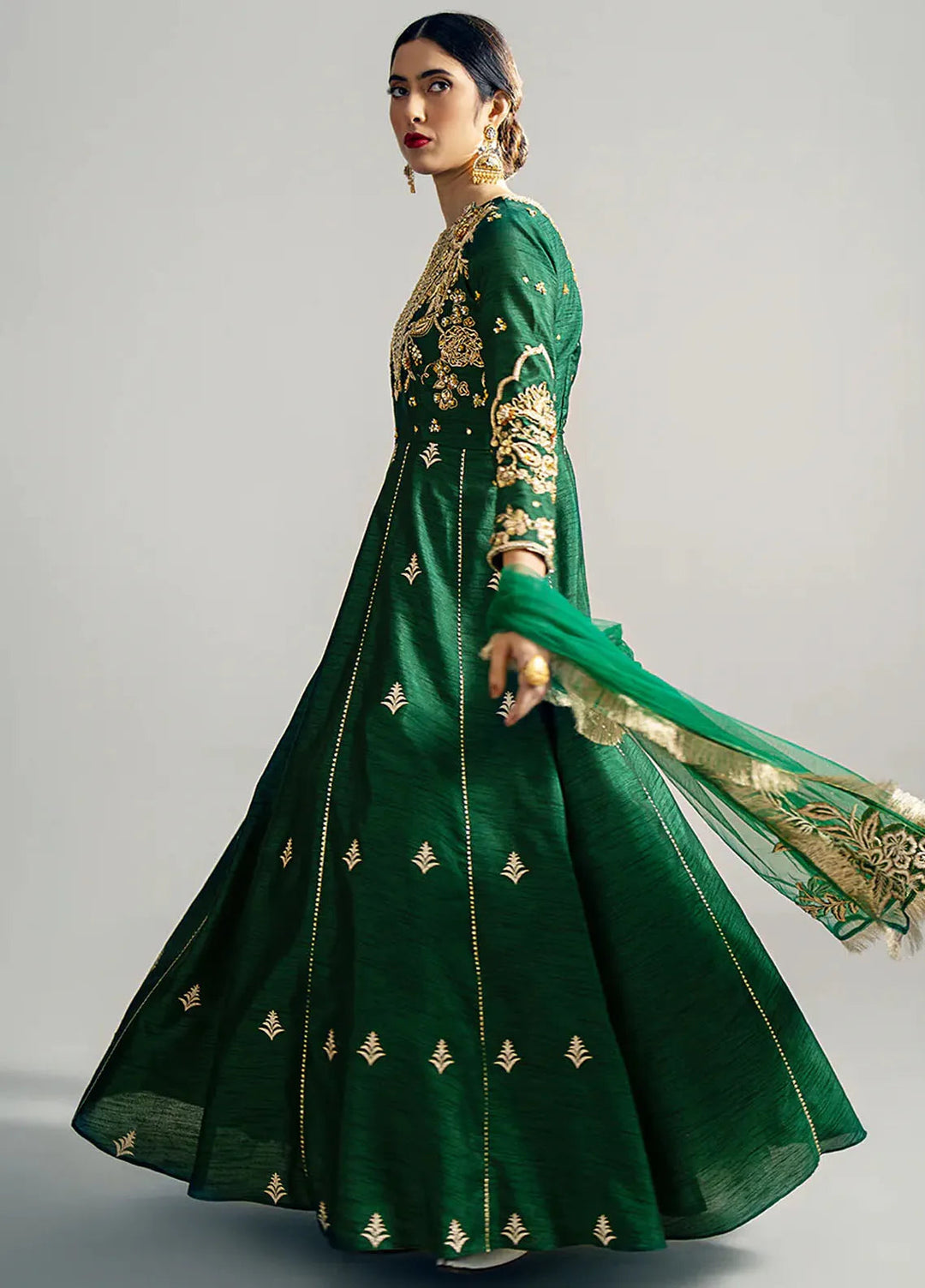 Gulbano By Grandeur Luxury Pret Embroidered Raw silk 3 Piece Suit Jade