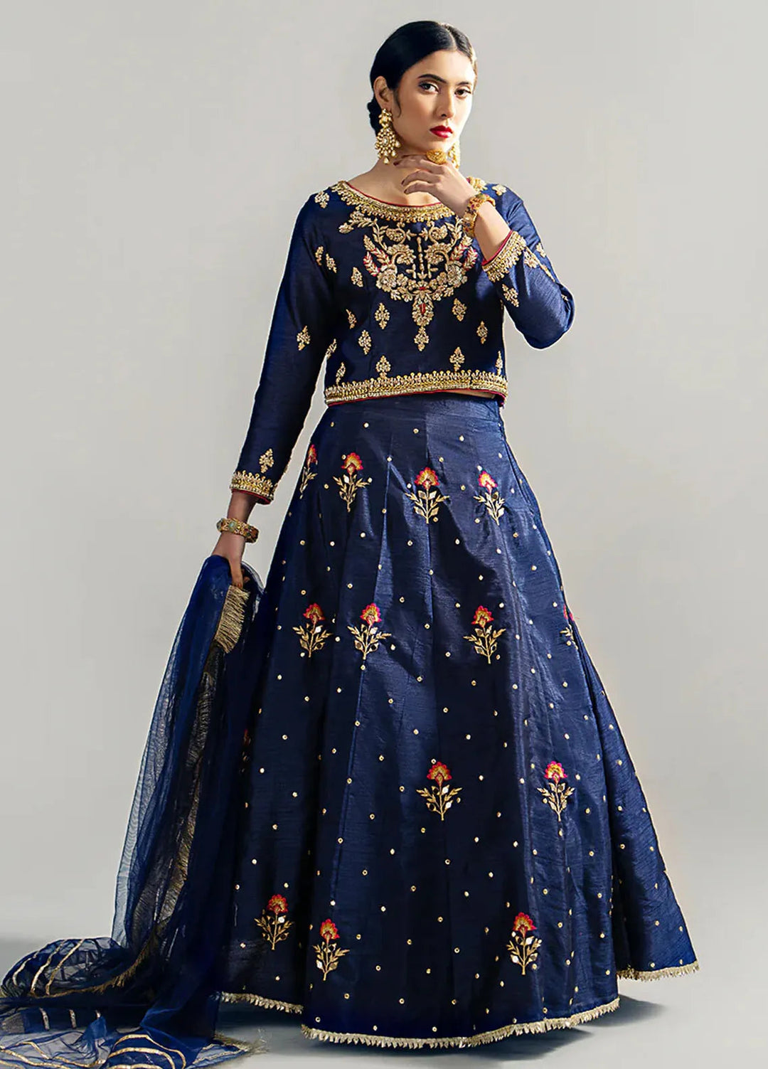 Gulbano By Grandeur Luxury Pret Embroidered Raw silk 3 Piece Suit Neelam