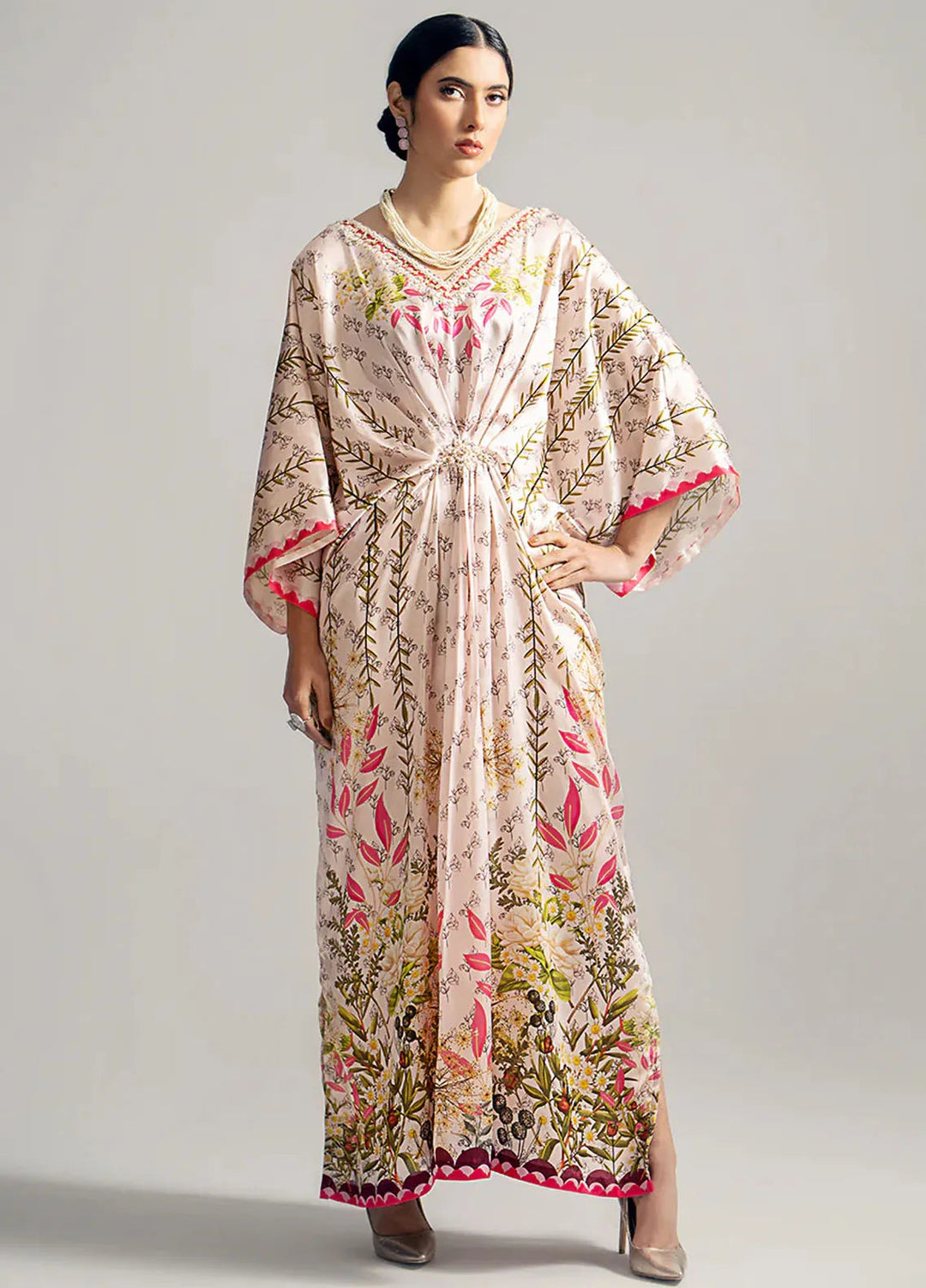 Gulbano By Grandeur Luxury Pret Embroidered Silk Kaftan Suit Noor