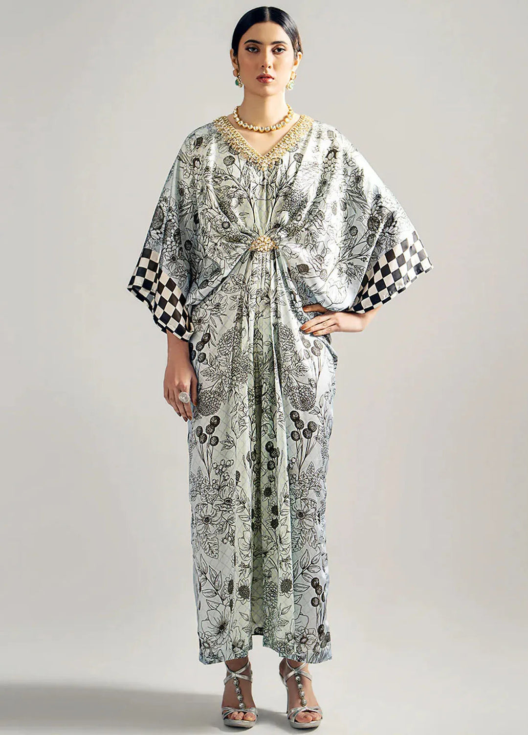 Gulbano By Grandeur Luxury Pret Embroidered Silk Kaftan Suit Ruhi
