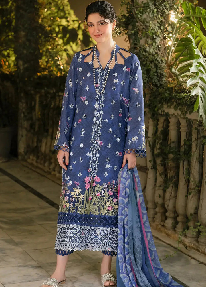 Gulkari by Asifa and Nabeel Chikankari Lawn Suit Unstitched 3 Piece AN25G GKL-05 Azure Whisper - Summer Collection