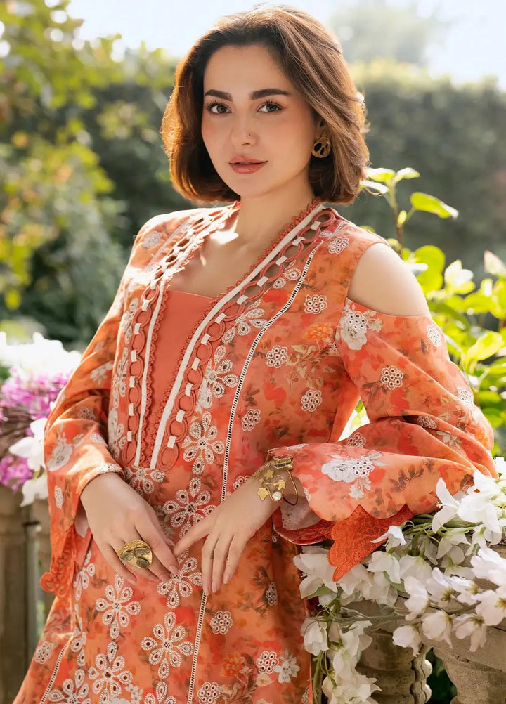 Gulkari by Asifa and Nabeel Chikankari Lawn Suit Unstitched 3 Piece AN25G GKL-08 Citrus Glow - Summer Collection