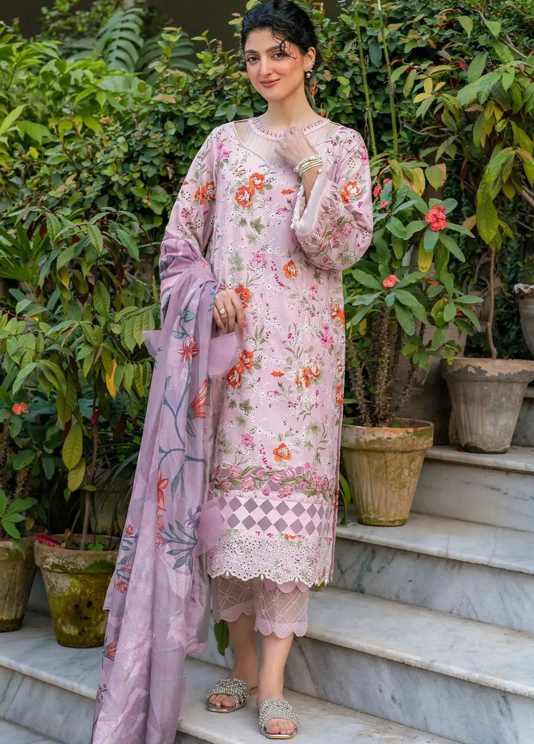 Gulkari by Asifa and Nabeel Chikankari Lawn Suit Unstitched 3 Piece AN25G GKL-09 Blossom Zephyr - Summer Collection
