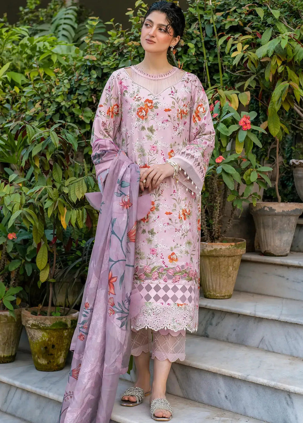 Gulkari by Asifa and Nabeel Chikankari Lawn Suit Unstitched 3 Piece AN25G GKL-09 Blossom Zephyr - Summer Collection