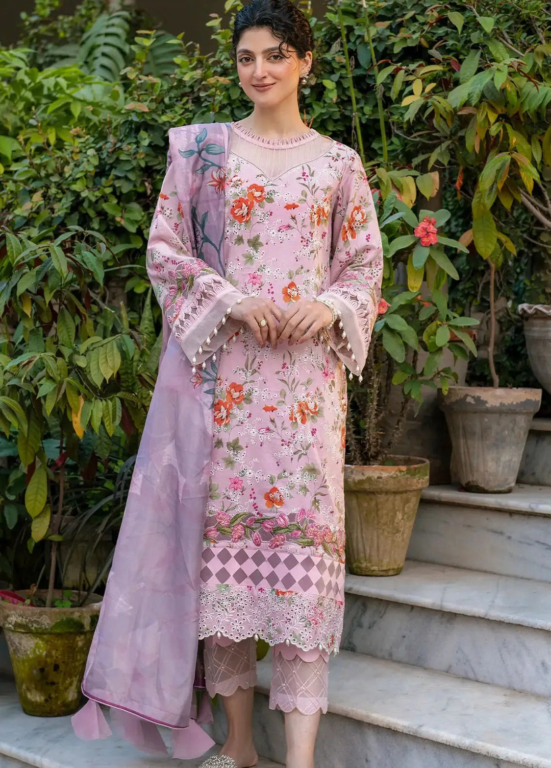 Gulkari by Asifa and Nabeel Chikankari Lawn Suit Unstitched 3 Piece AN25G GKL-09 Blossom Zephyr - Summer Collection