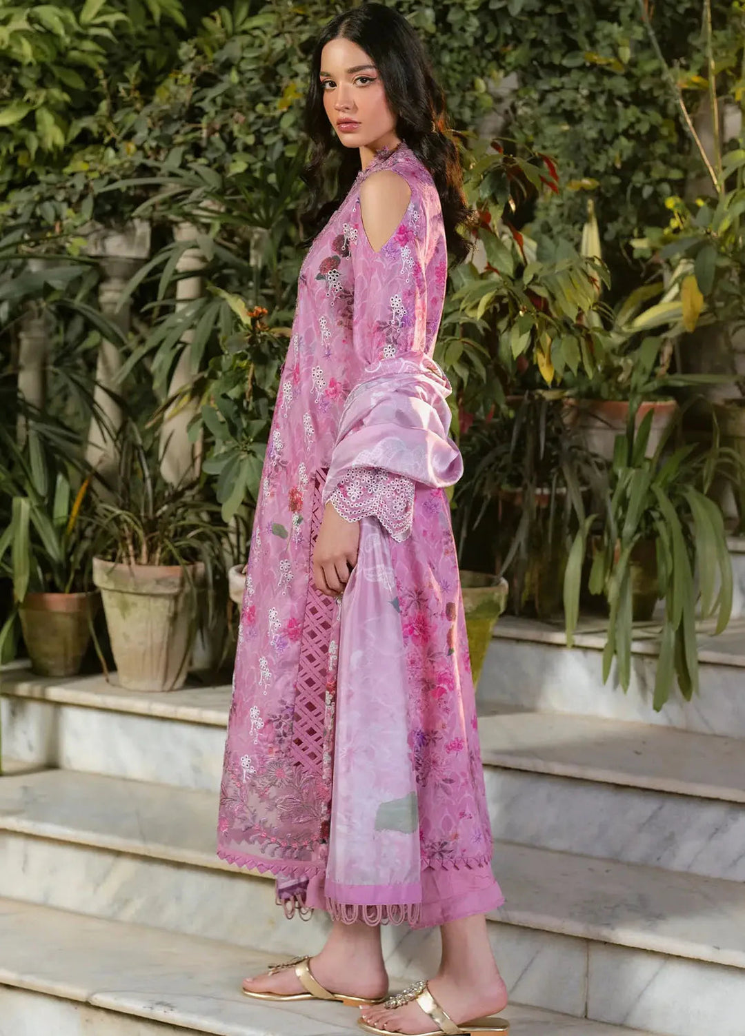 Gulkari by Asifa and Nabeel Chikankari Lawn Suit Unstitched 3 Piece AN25G GKL-10 Dawn Petals - Summer Collection