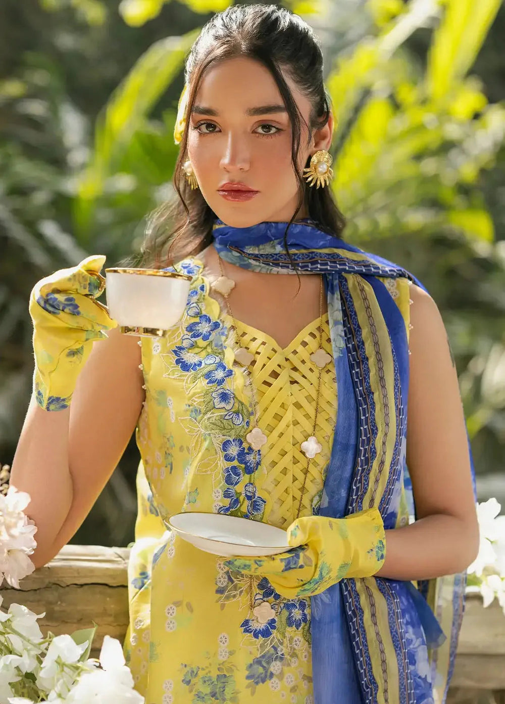 Gulkari by Asifa and Nabeel Chikankari Lawn Suit Unstitched 3 Piece AN25G GKL-15 Sunlit Breeze - Summer Collection