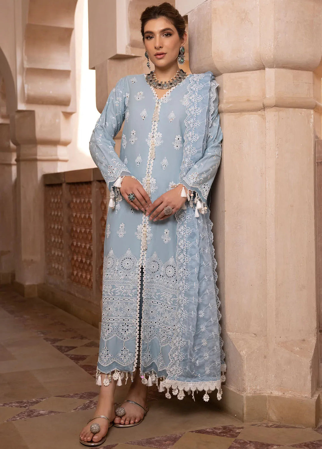 Gulkari By Regalia Textiles Chikankari Lawn Suit Unstitched 3 Piece RGT24G D-06 Ferozeh - Festive Collection