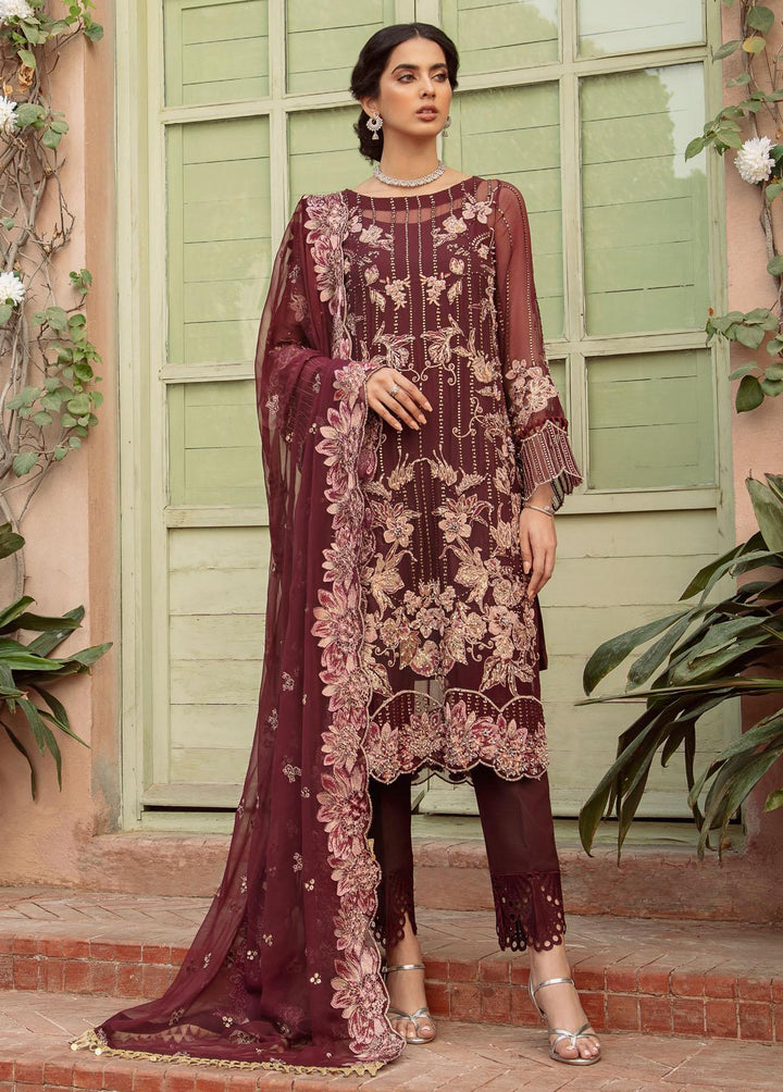 Gulmina By Ilaha Embroidered Chiffon Suits Unstitched 3 Piece ILH22G IL:003 Zaib-un- Nisa - Luxury Collection