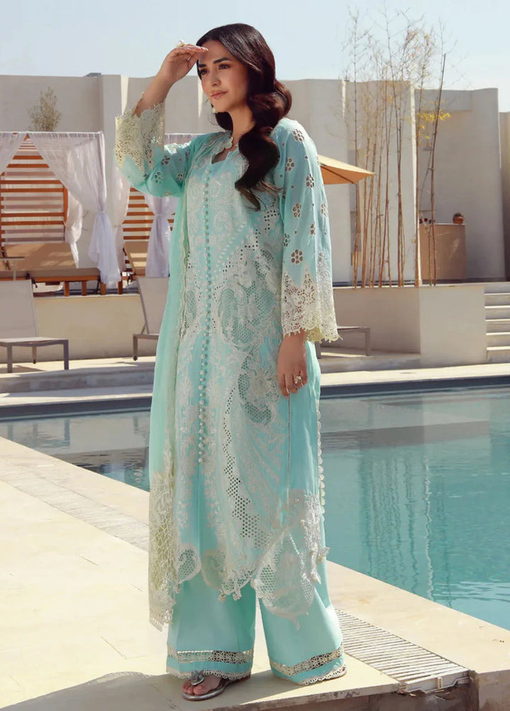 Gulmina Embroidered Lawn Suit Unstitched 3 Piece GLM25US Azure - Summer Collection