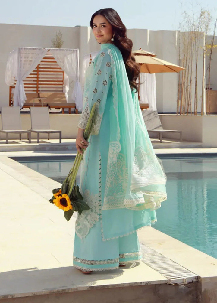 Gulmina Embroidered Lawn Suit Unstitched 3 Piece GLM25US Azure - Summer Collection