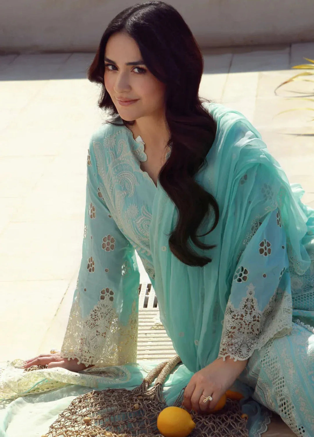 Gulmina Embroidered Lawn Suit Unstitched 3 Piece GLM25US Azure - Summer Collection