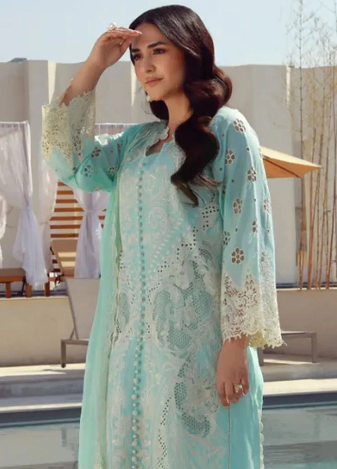 Gulmina Embroidered Lawn Suit Unstitched 3 Piece GLM25US Azure - Summer Collection