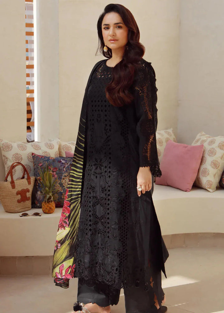 Gulmina Embroidered Lawn Suit Unstitched 3 Piece GLM25US Black Magic - Summer Collection