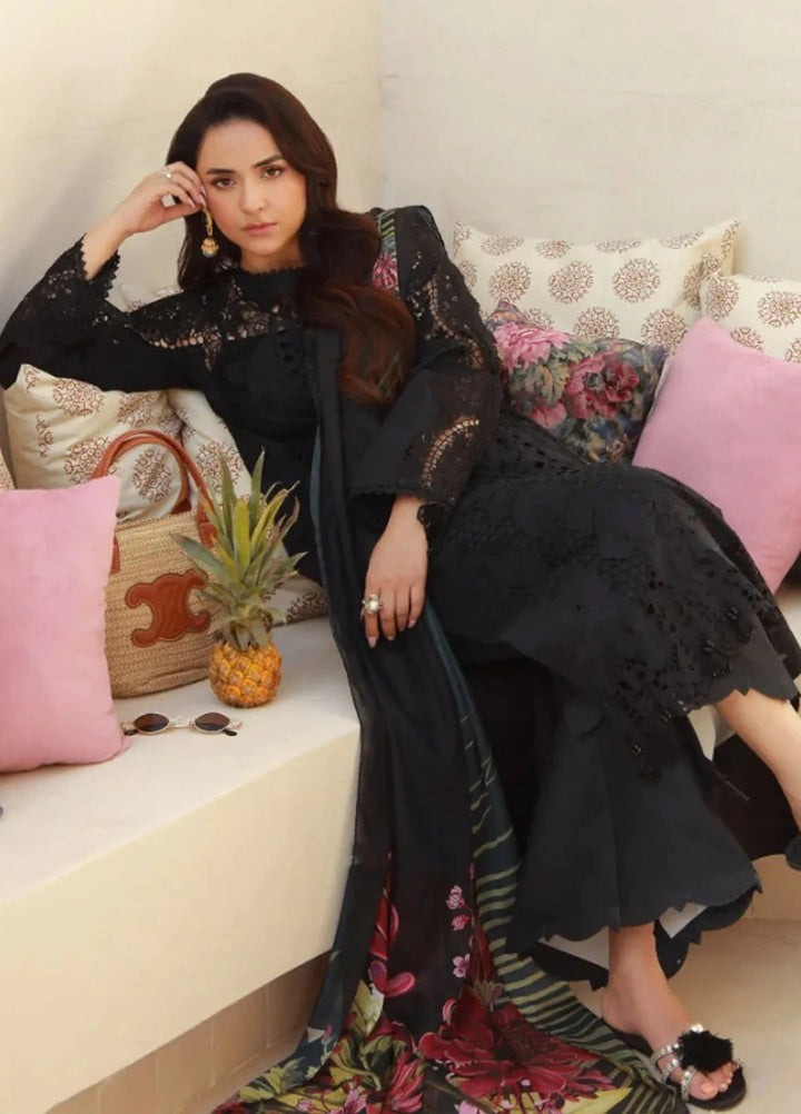 Gulmina Embroidered Lawn Suit Unstitched 3 Piece GLM25US Black Magic - Summer Collection