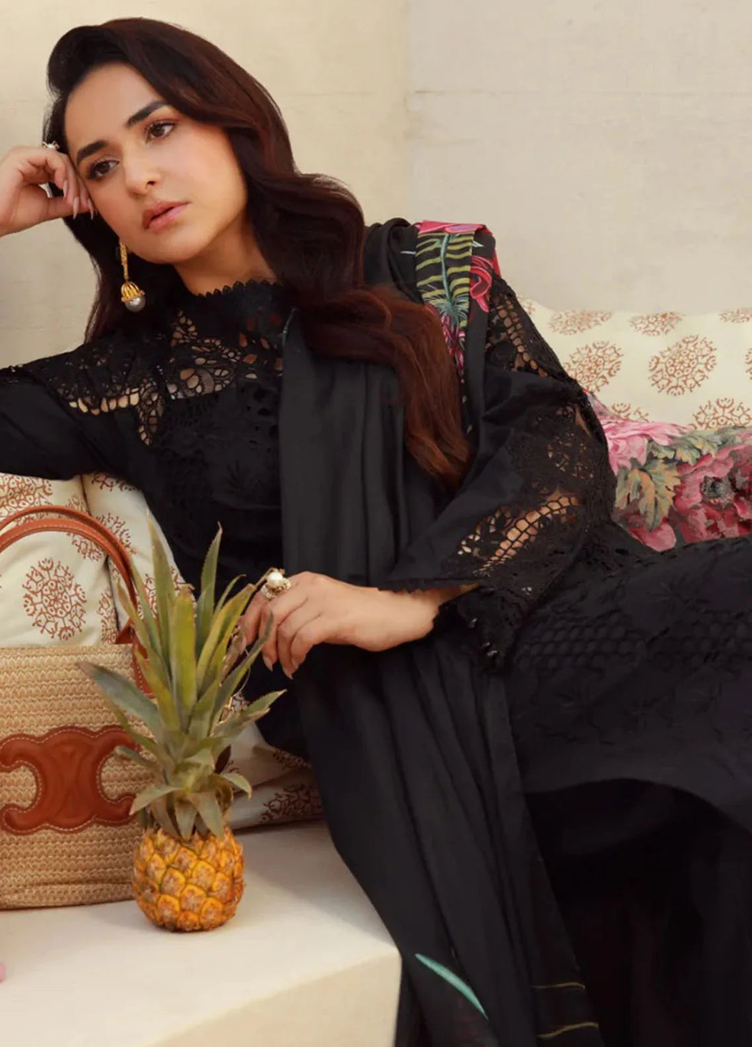 Gulmina Embroidered Lawn Suit Unstitched 3 Piece GLM25US Black Magic - Summer Collection
