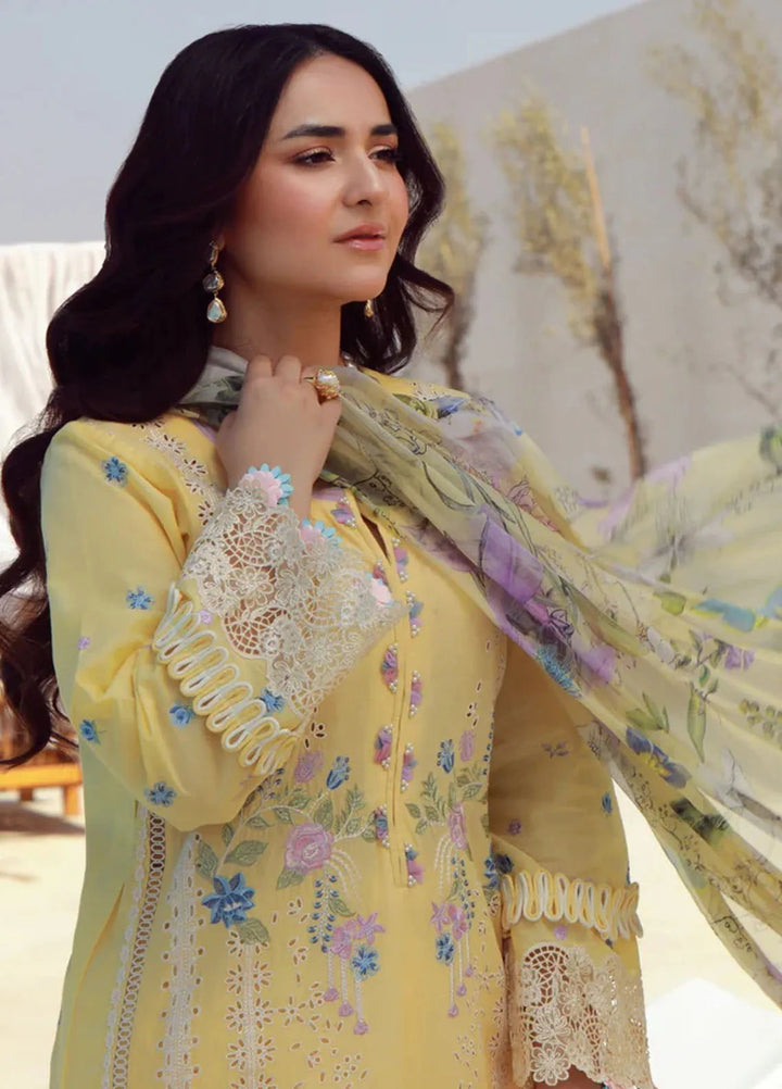 Gulmina Embroidered Lawn Suit Unstitched 3 Piece GLM25US Daffodils - Summer Collection