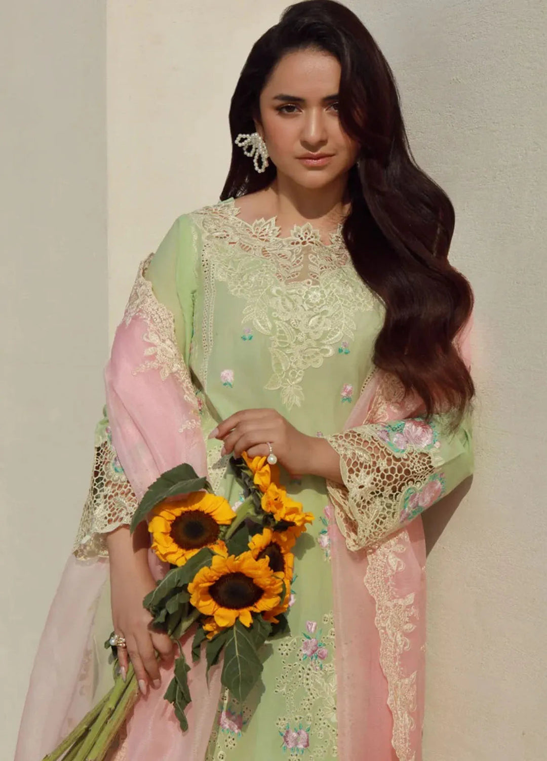 Gulmina Embroidered Lawn Suit Unstitched 3 Piece GLM25US Gardenia - Summer Collection