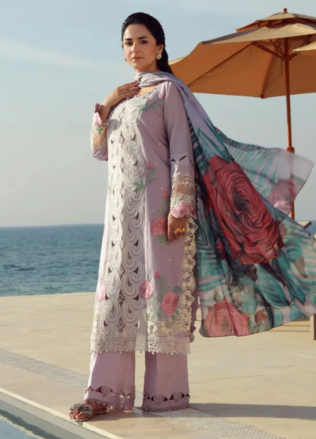 Gulmina Embroidered Lawn Suit Unstitched 3 Piece GLM25US Muave Magic - Summer Collection