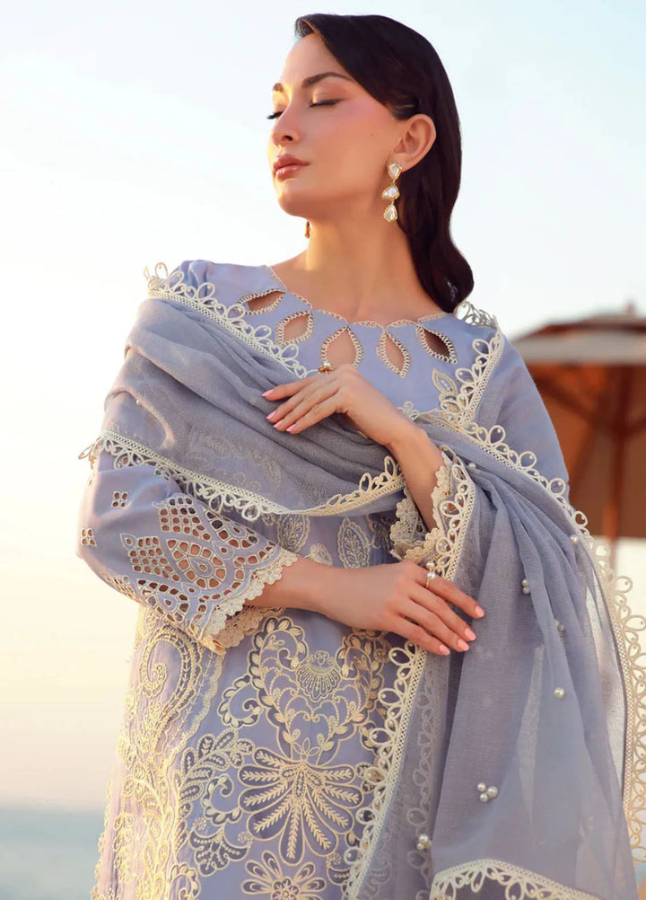 Gulmina Embroidered Lawn Suit Unstitched 3 Piece GLM25US Periwinkle - Summer Collection