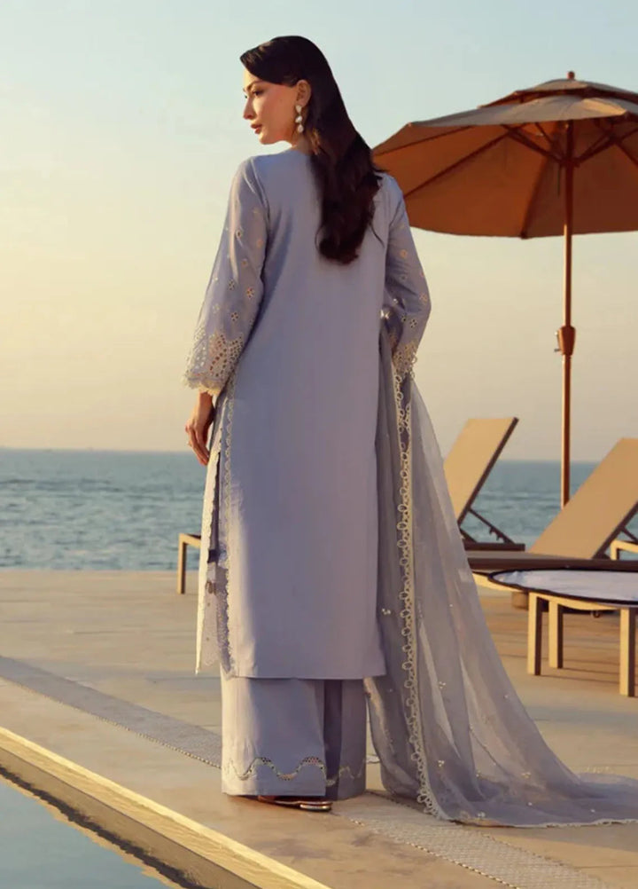 Gulmina Embroidered Lawn Suit Unstitched 3 Piece GLM25US Periwinkle - Summer Collection
